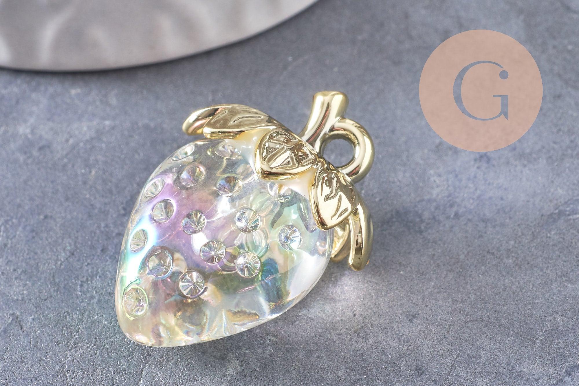 Gingerlily Pendentifs G10411 breloque fraise résine 28,5mm x1