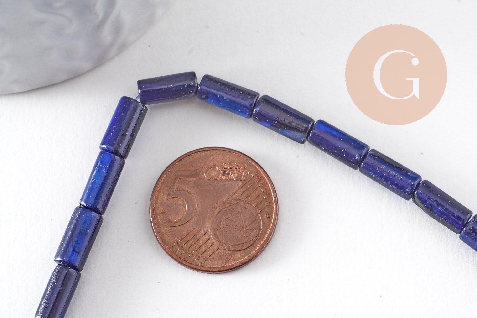 Gingerlily G9973 perles tube nacre bleue 10mm fil 36cm