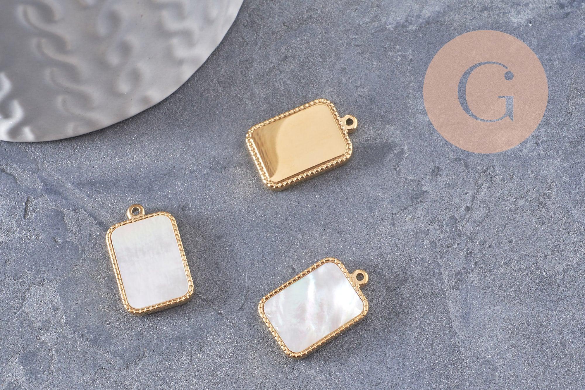 Gingerlily Pendentifs G9935 pendentif nacre rectangle doré 18,5 mm