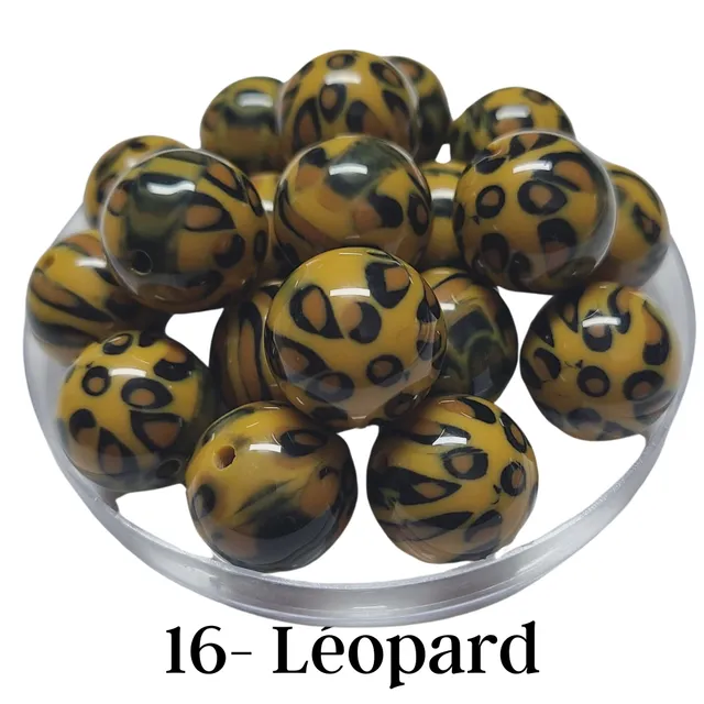 ARTSHOP Boules 20MM perle léopard brillante x1