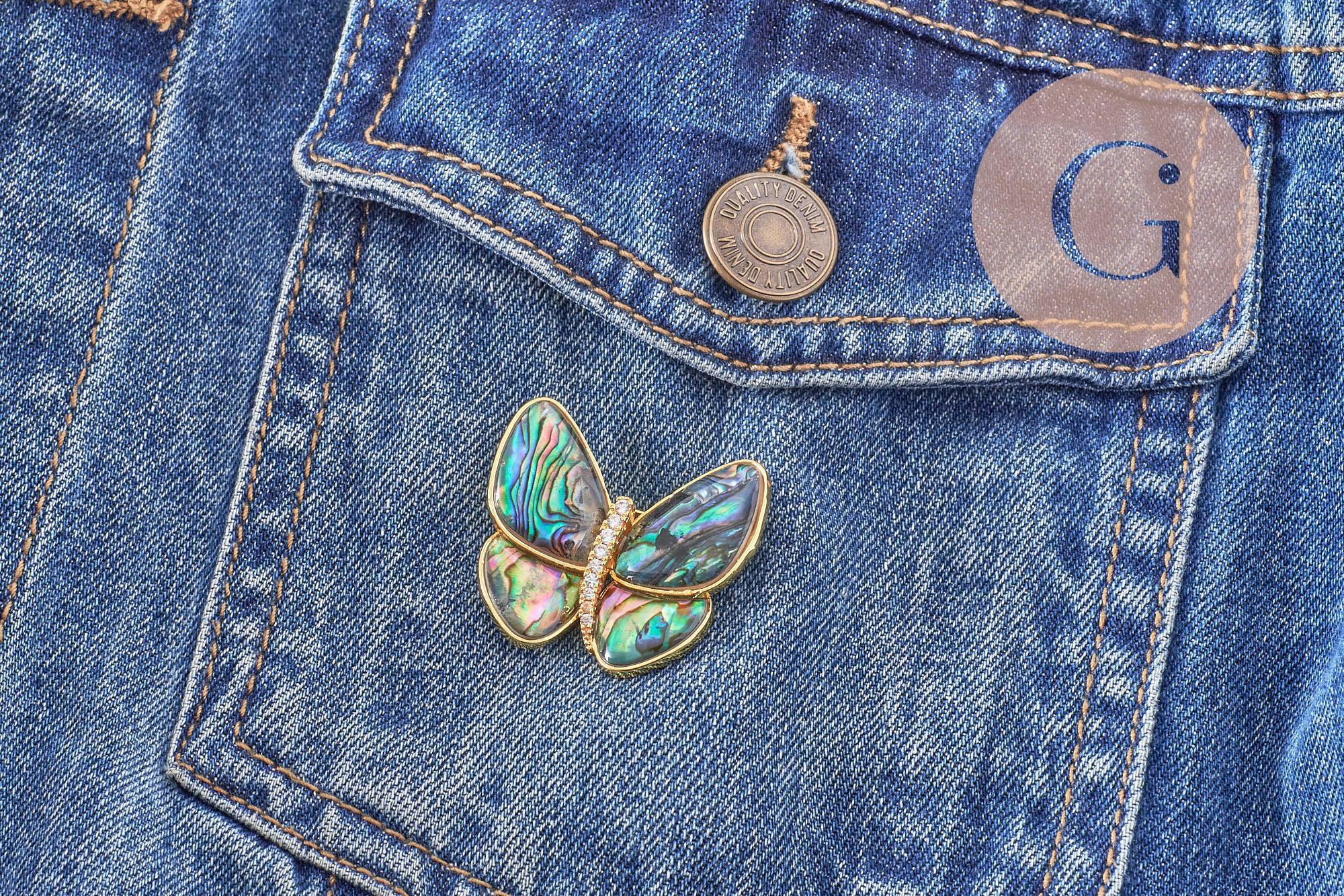 Gingerlily Broches et pin's papillon broche nacre noire 36 mm x1