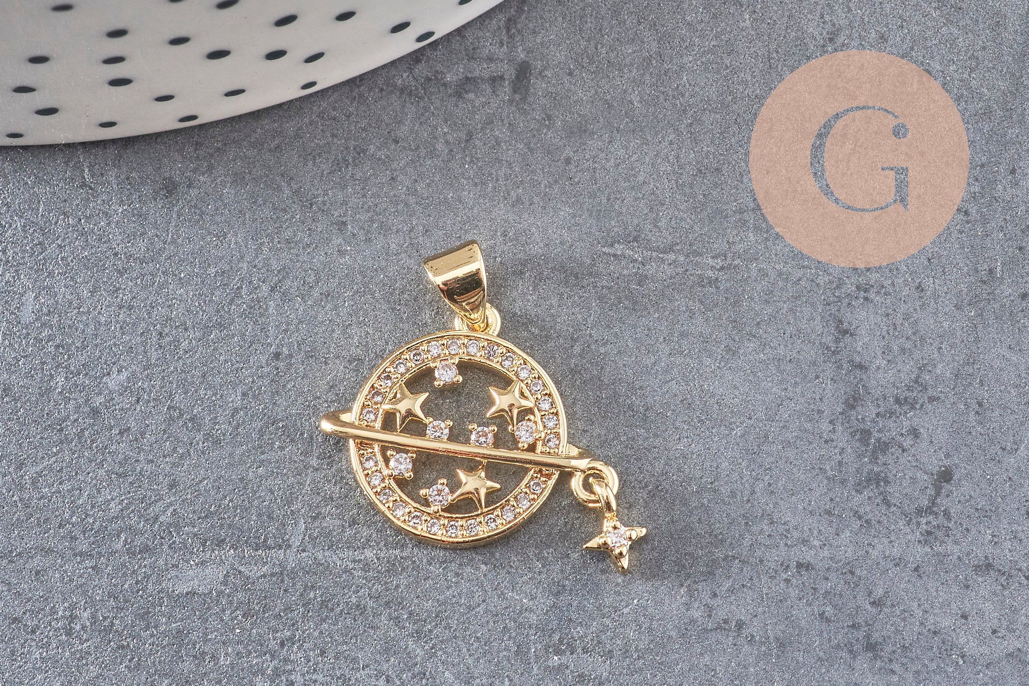 Gingerlily Pendentifs G7388 médaillon planète zircons 21 mm