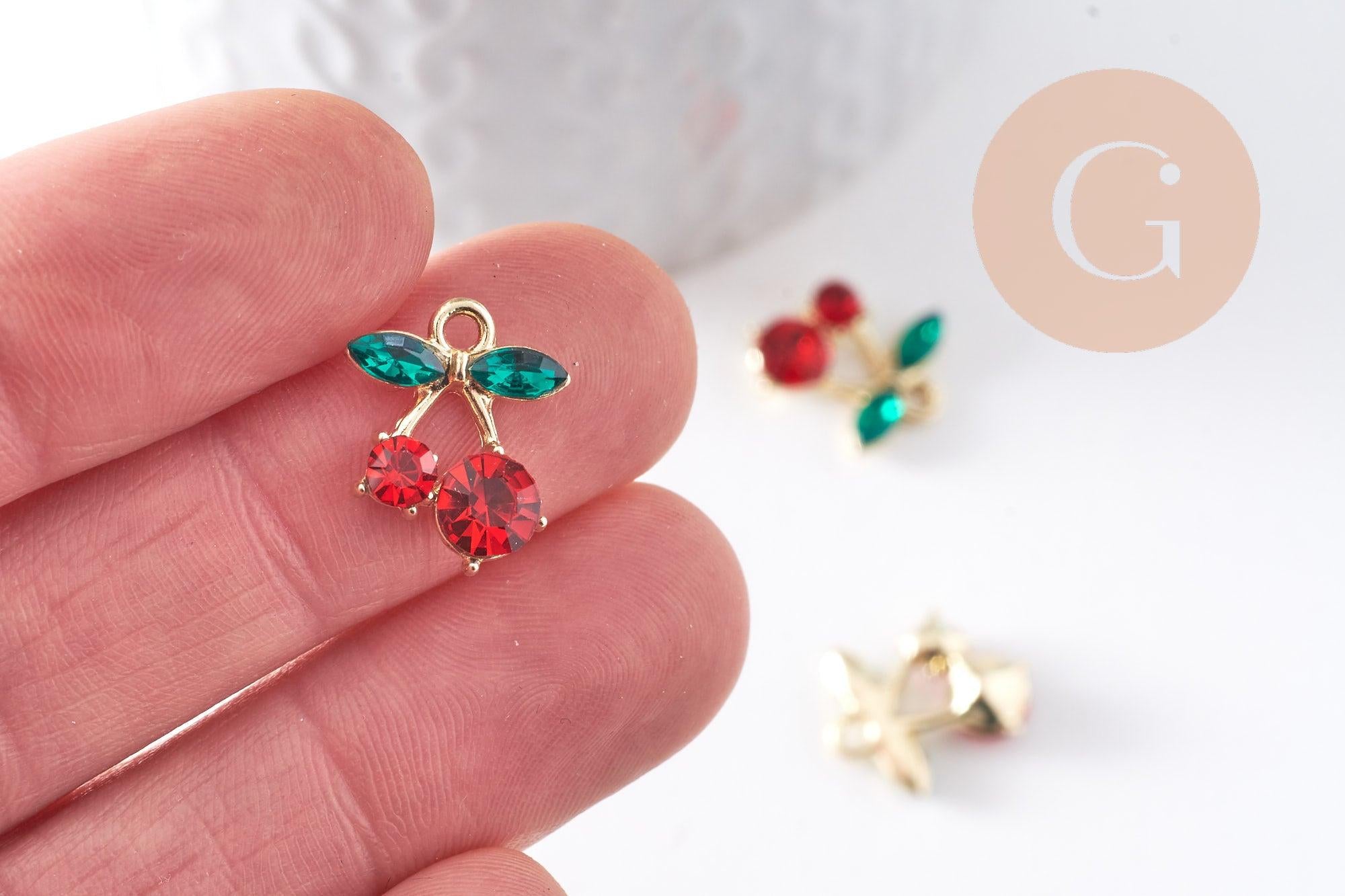 Gingerlily G10391 breloque cerise zircons doré x2