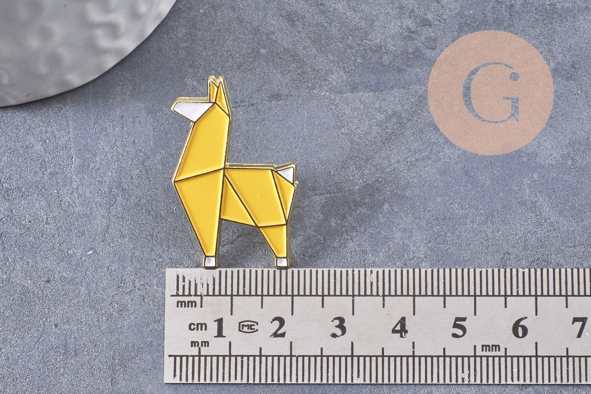 Gingerlily Broche Pins Caniche Origami Doré Jaune 32mm