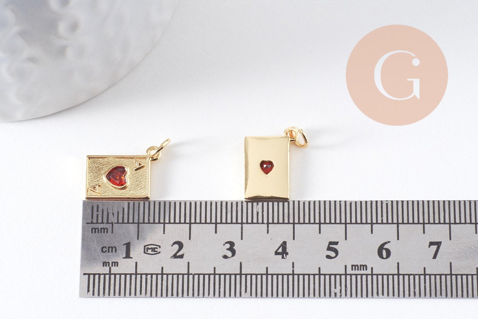 Gingerlily pendentif carte coeur zircon rouge 15mm x1