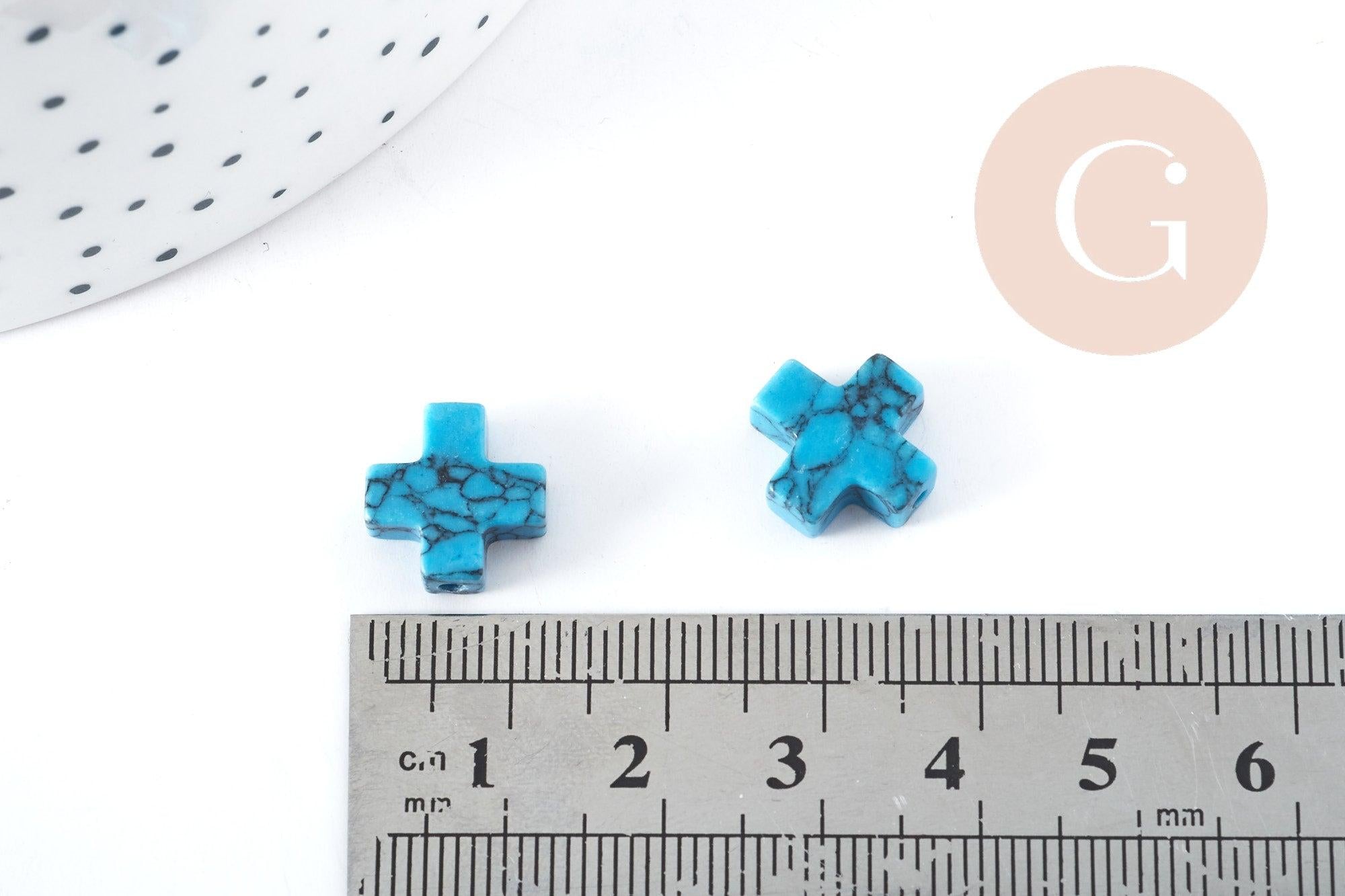 Gingerlily Perles G8278 5 perles croix howlite turquoise 12mm