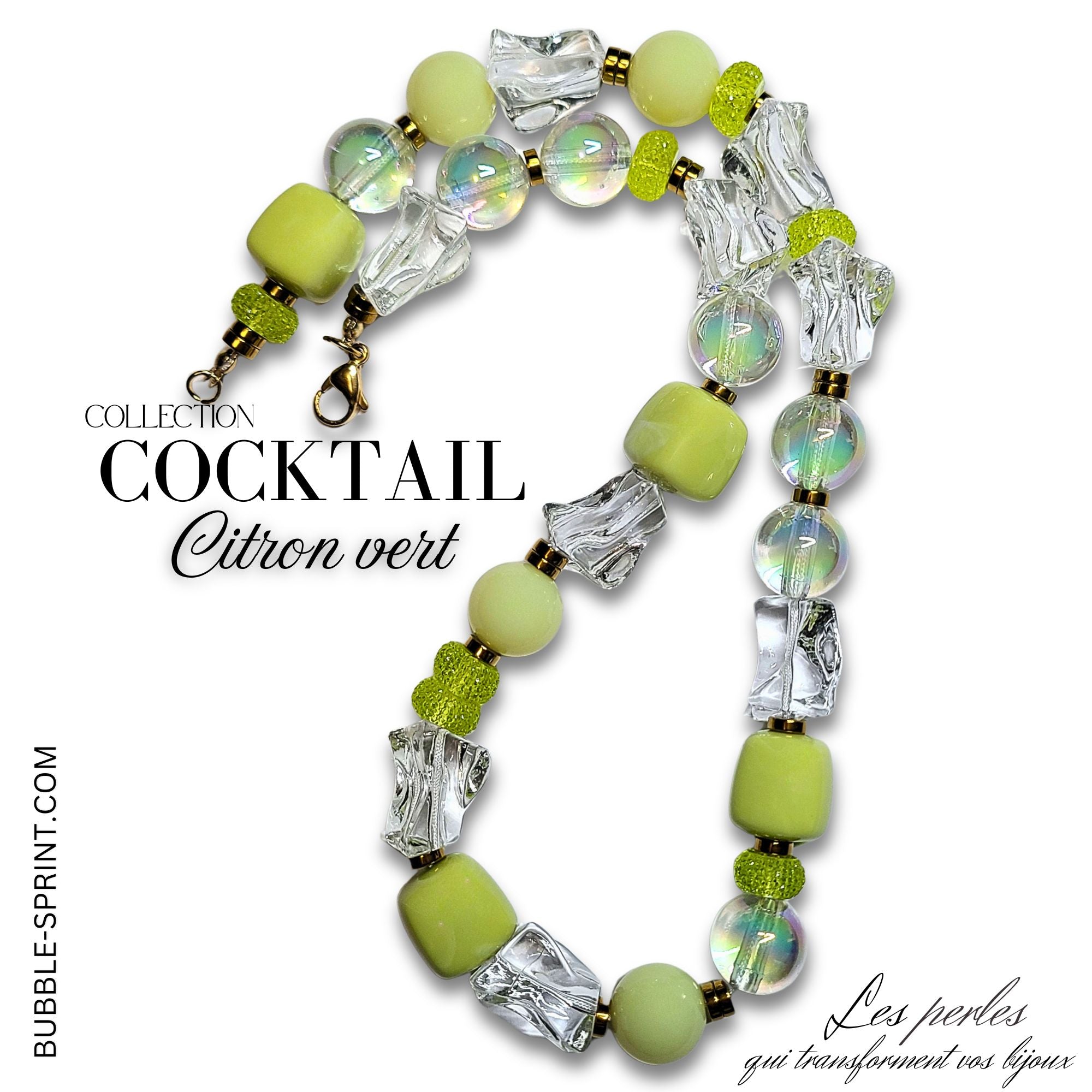 ARTSHOP Cocktail Collier Citron Vert 52cm Fini