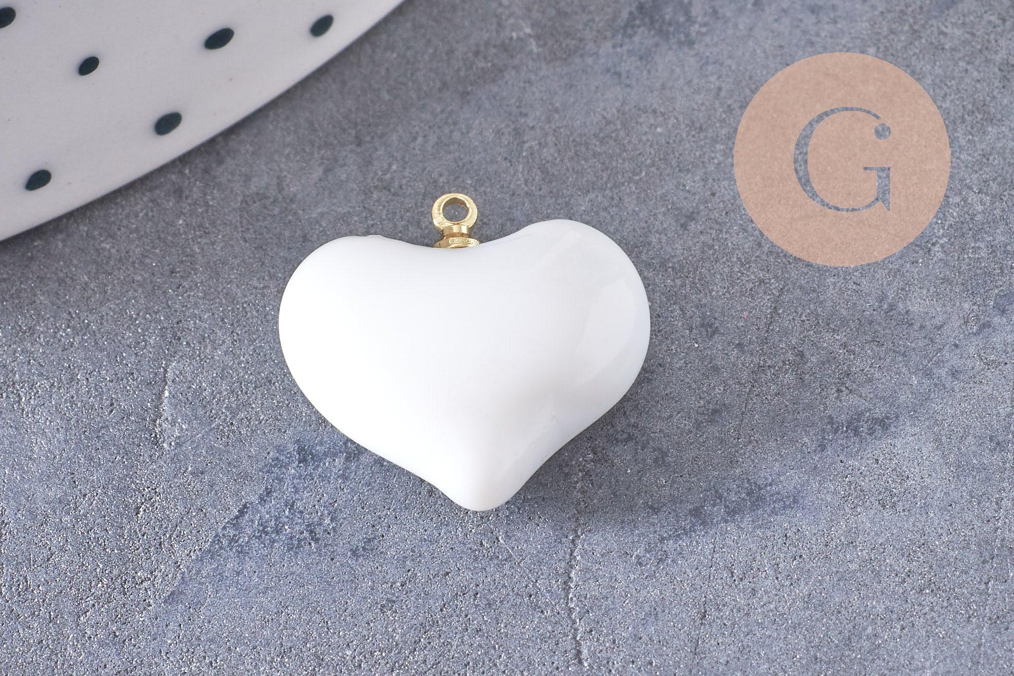 Gingerlily Perles G10290 pendentif cœur verre Murano noir x1