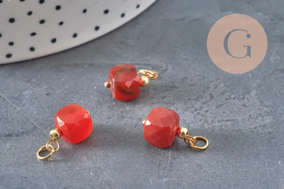 Gingerlily Pendentifs G11241 breloque cube cornaline 14.5mm