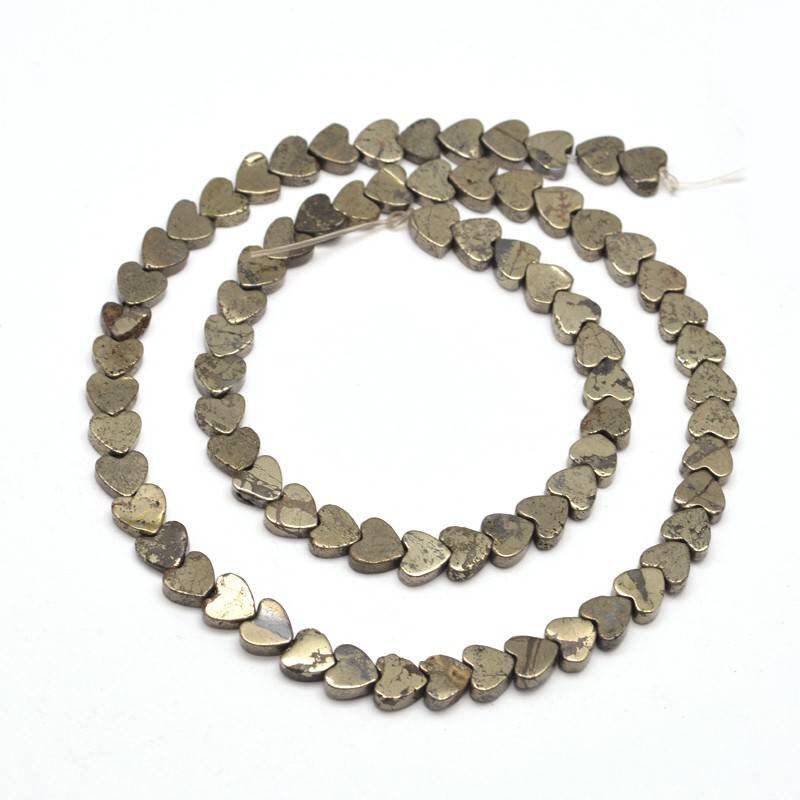 Gingerlily Perles pyrite cœur 6mm fil 70 perles G3408