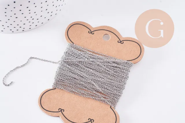 Gingerlily G10678 chaîne forçat inox platine 2mm 1m