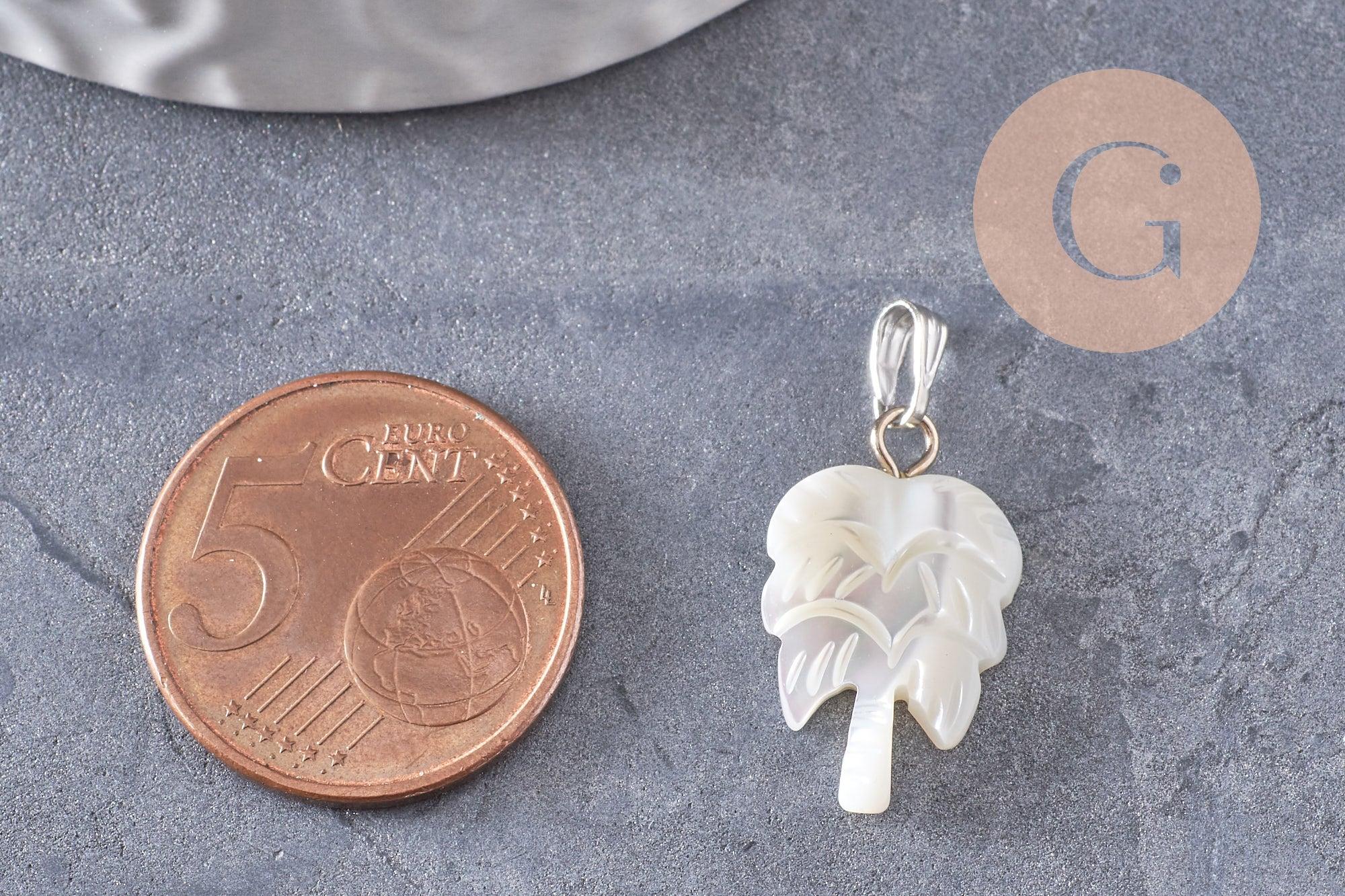 Gingerlily Pendentifs G9918 pendentif palmier nacre blanche 20,5mm