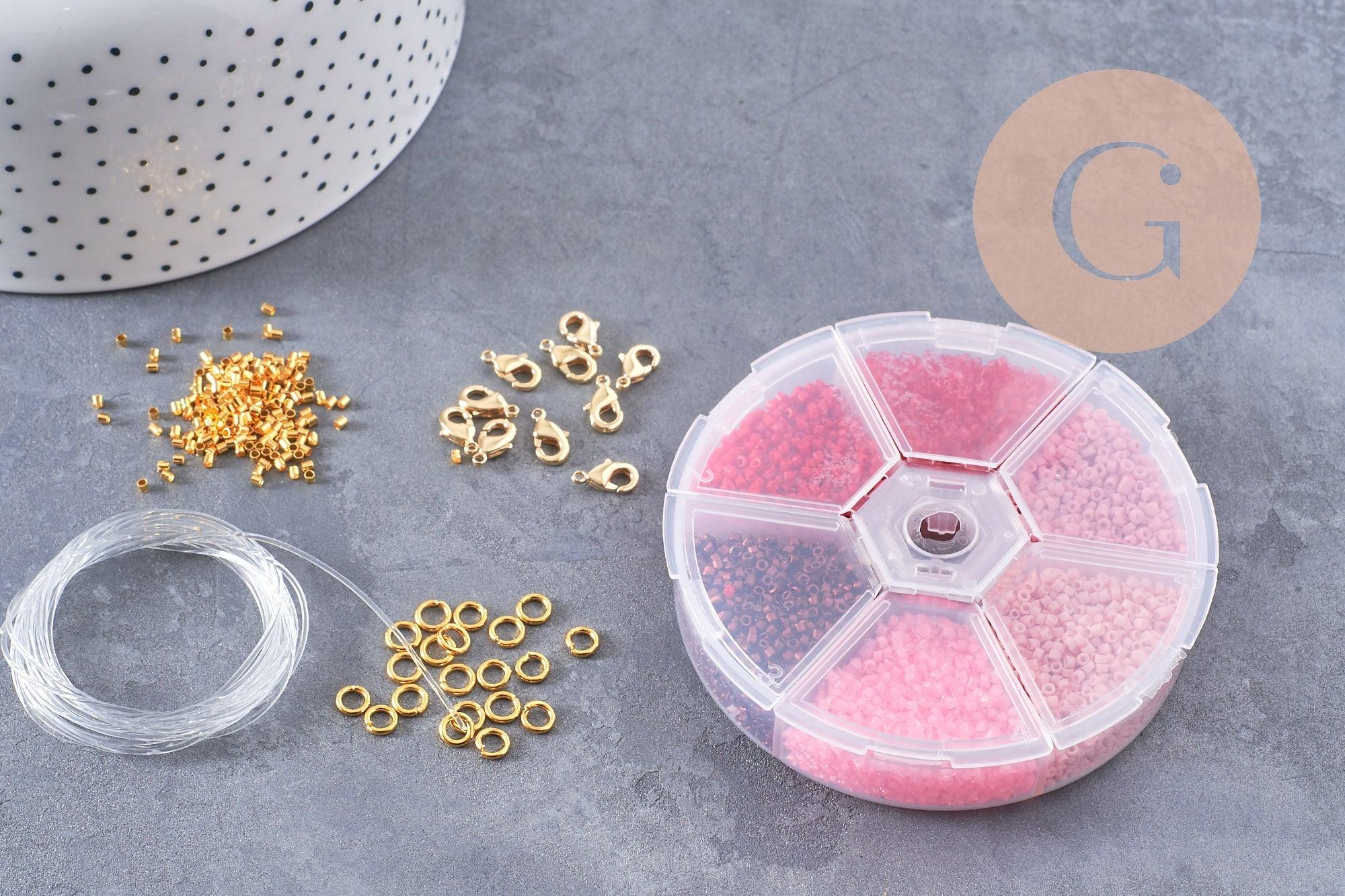 Gingerlily G9189 kit perles rocaille tube verre mix rose