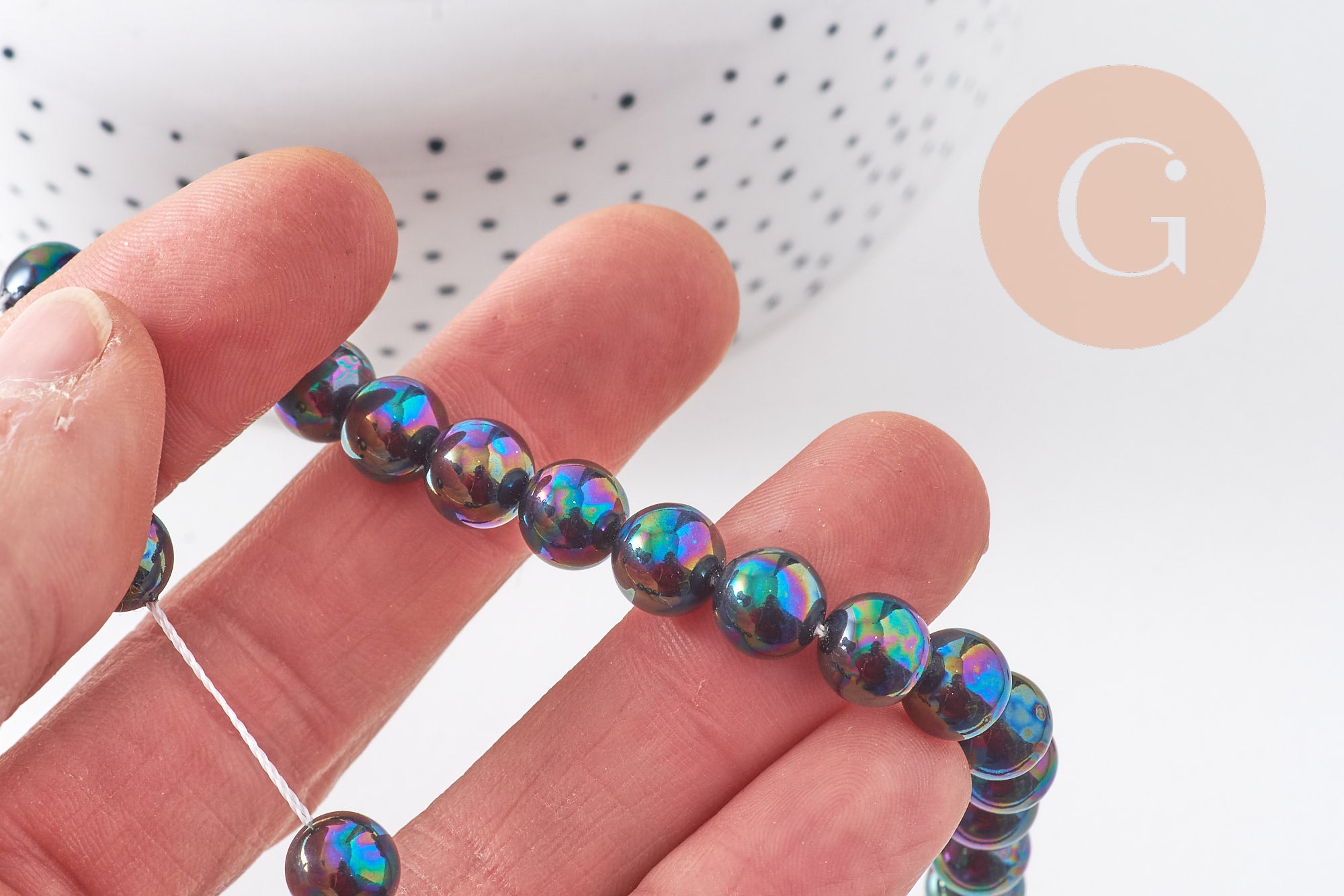 Gingerlily Perles G10912 perles nacre noire 8 mm fil 40 cm