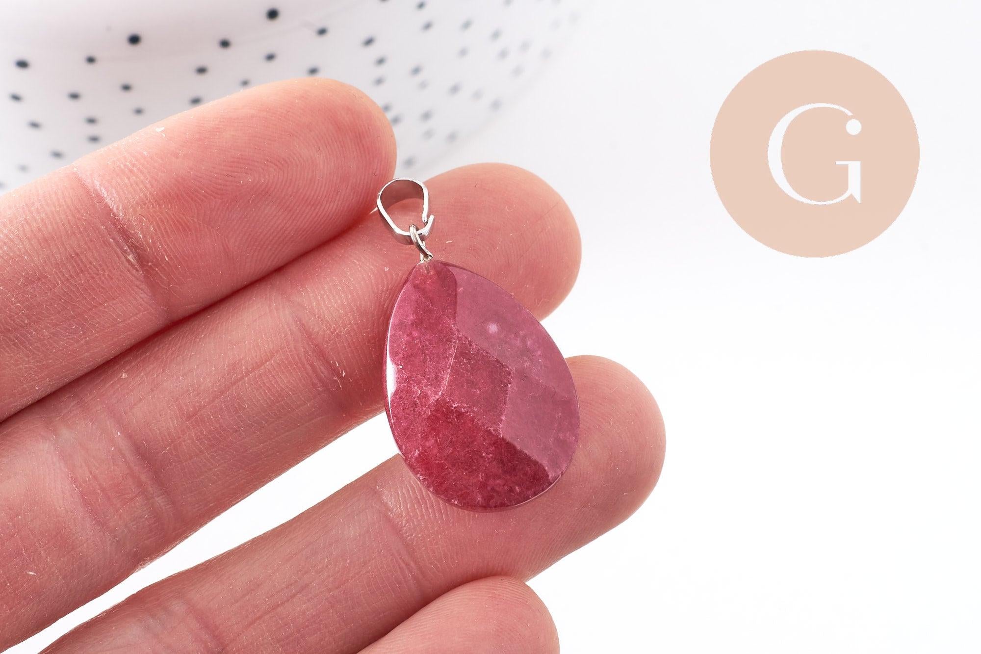 Gingerlily G10234 pendentif goutte jade bordeaux 27,5 mm