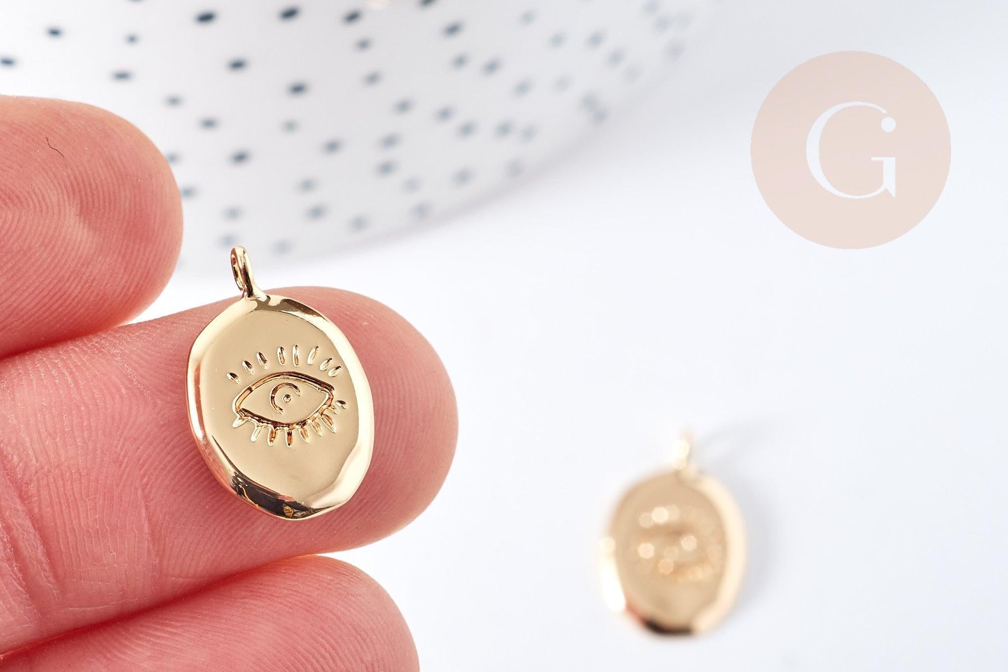 Gingerlily G8867 pendentif mauvais œil ovale 17mm x1 doré
