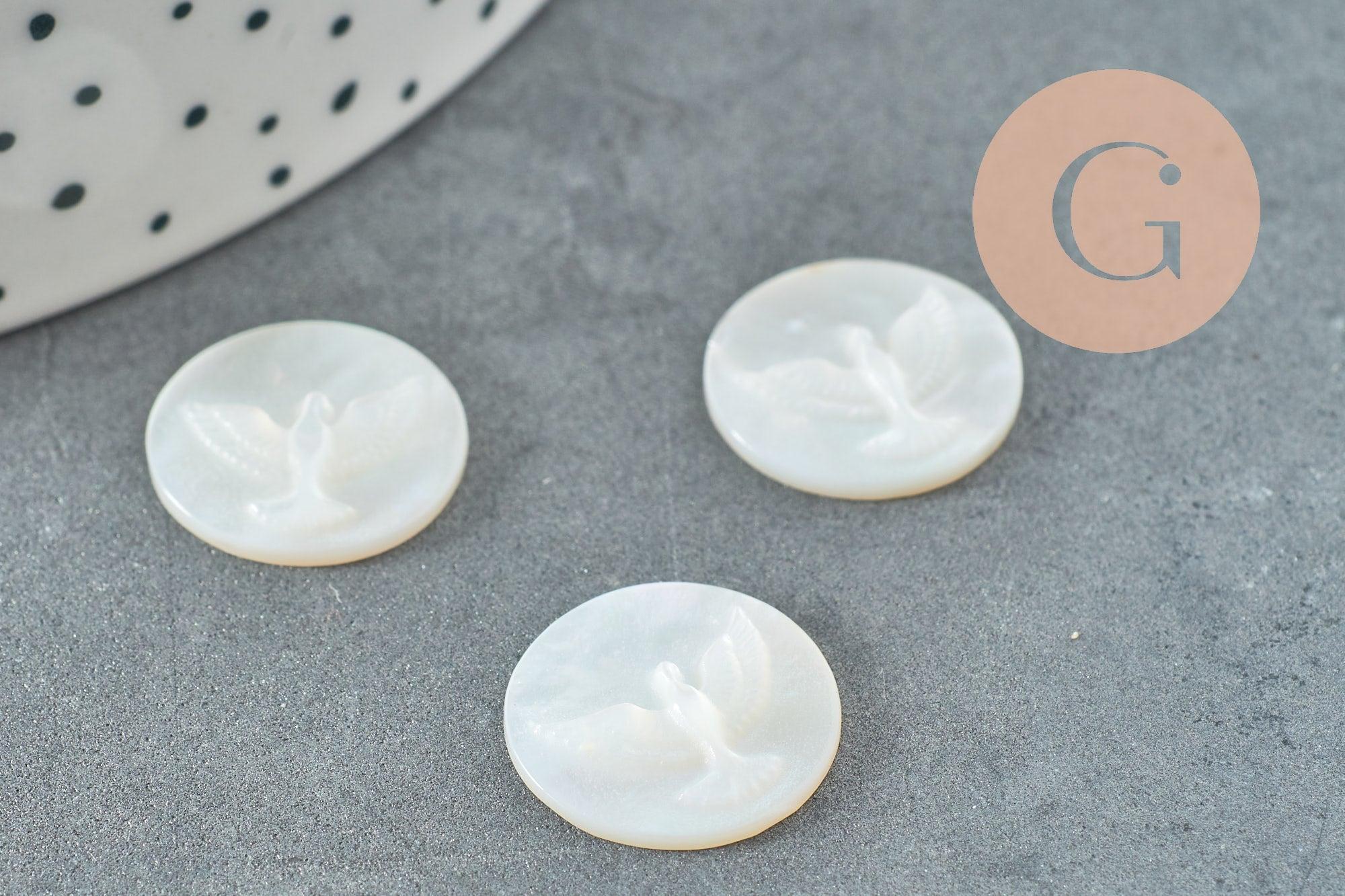 Gingerlily Cabochon colombe nacre blanche 15,5mm à coller