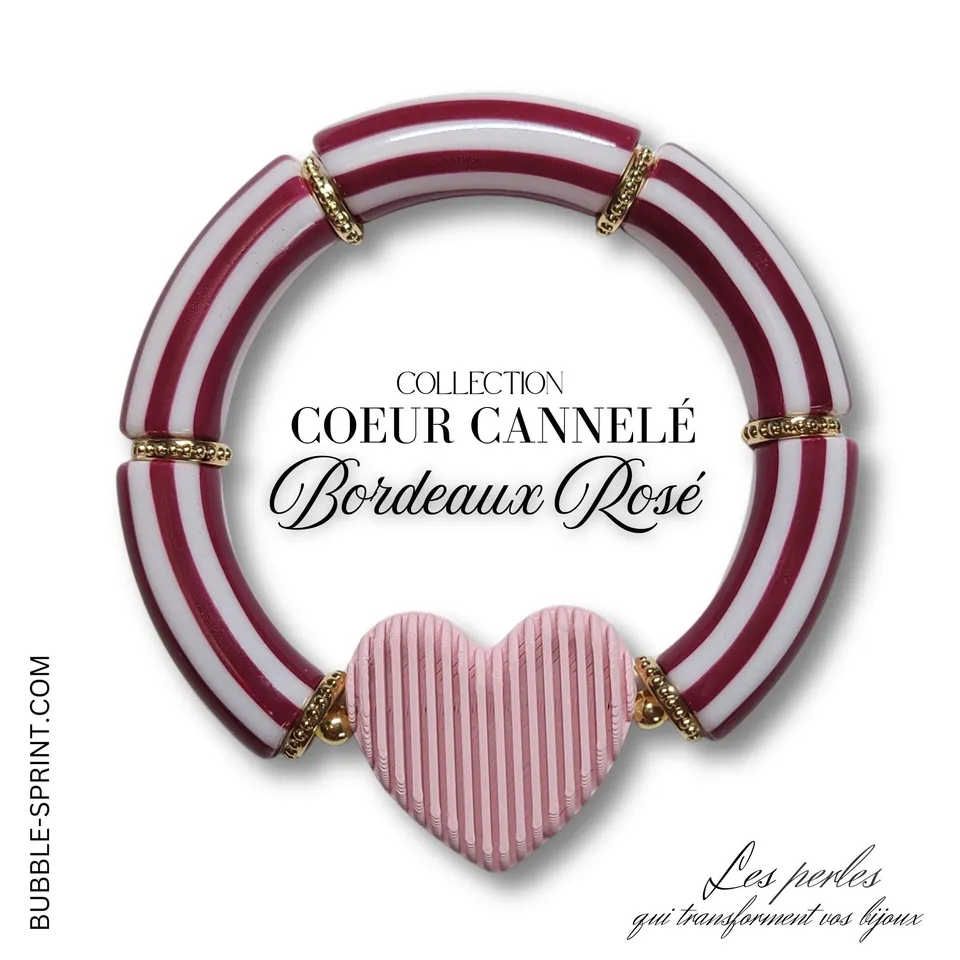 ARTSHOP Cœurs Cannelés bracelet bordeaux kit cœur