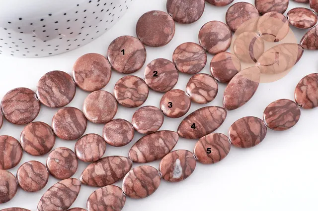 Gingerlily Perles jaspe sésame zébré marron fil 38cm