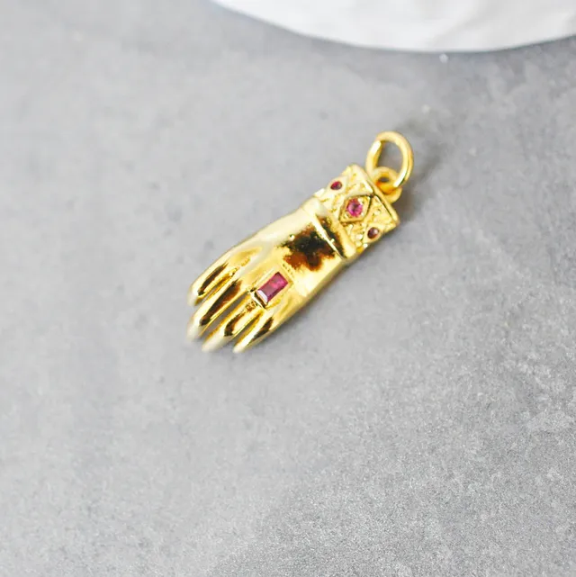 Gingerlily Pendentifs breloque main laiton doré zircon 20mm x1