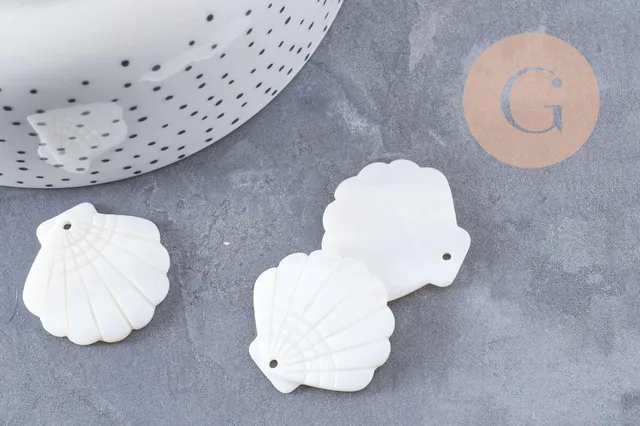 Gingerlily G10089 pendentif coquillage nacre blanche x2