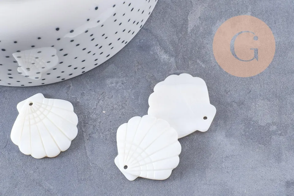 Gingerlily G10089 pendentif coquillage nacre blanche x2