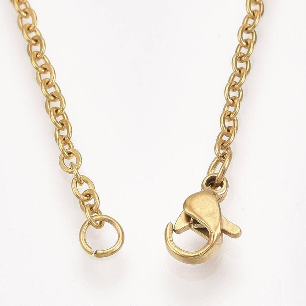 Gingerlily Chaînes collier acier doré diamant 45cm sans nickel