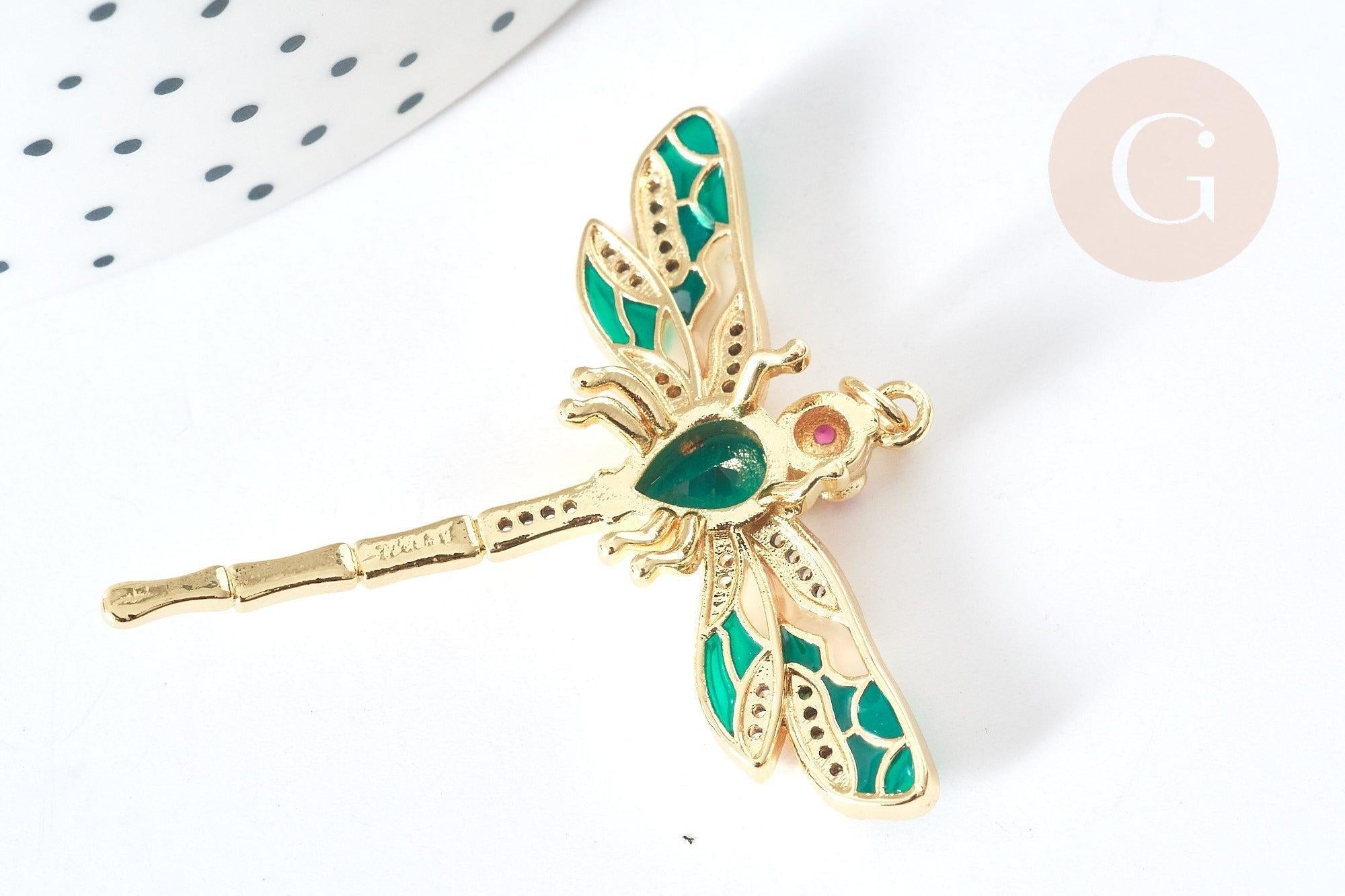 Gingerlily G8072 pendentif libellule laiton doré 42mm