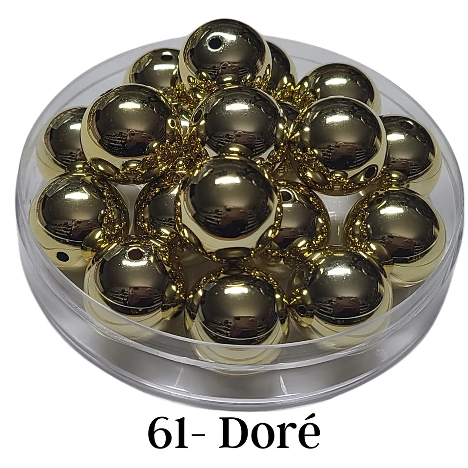 Artshop Boules 20MM 61 perles acryliques doré brillant x10