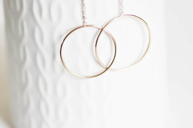 Gingerlily Collier cercles acier or rose 45cm minimaliste