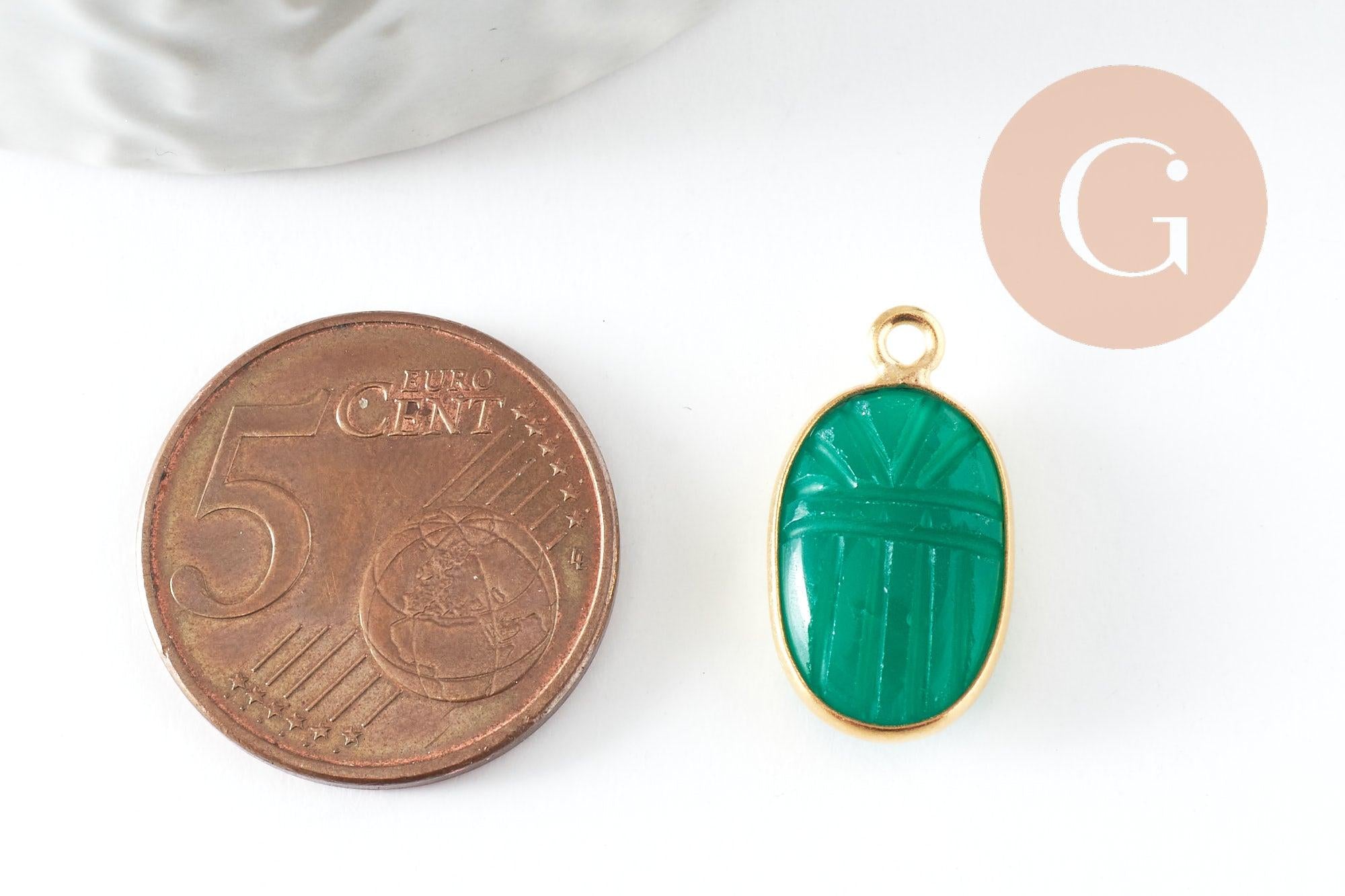 Gingerlily Pendentif scarabée G9442 onyx verte 20mm x1
