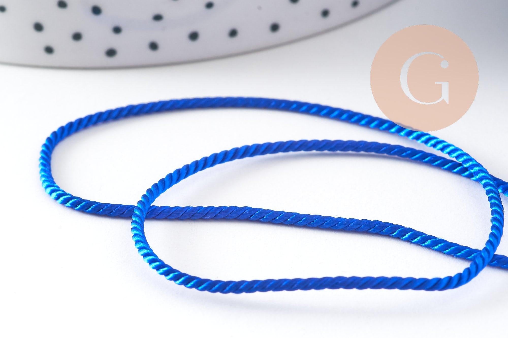 Gingerlily Cordon satiné torsadé G10886 bleu roi 2mm 1m