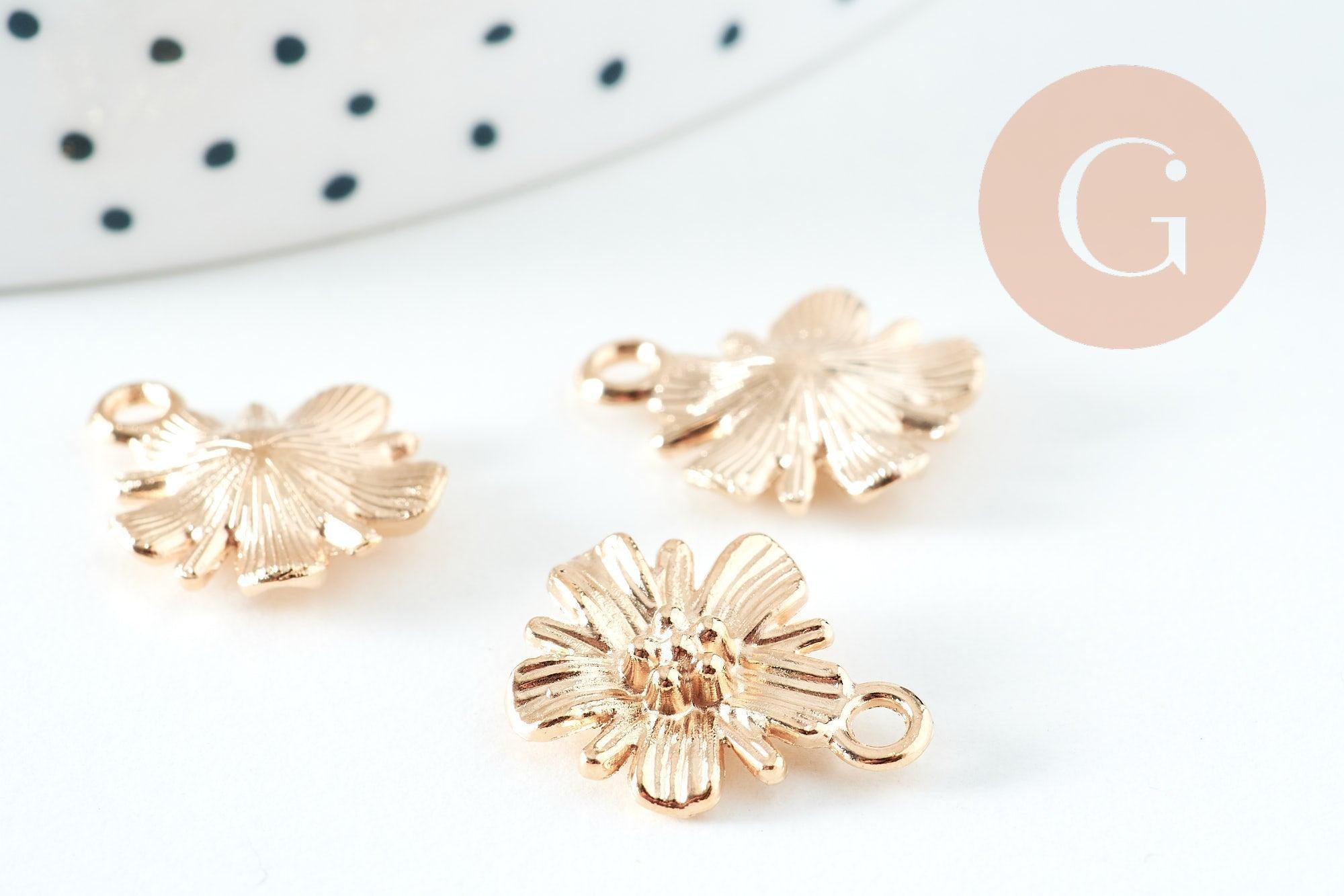 Gingerlily Pendentif G10722 fleur zamac doré 17mm x10