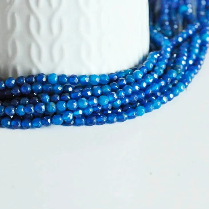 Gingerlily Perles G0719 perle agate bleue facette 4mm fil 90