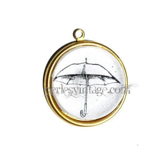 Gingerlily Pendentif Parapluie doré laiton sautoir pluie