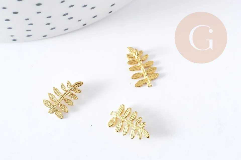 Gingerlily Pendentifs feuille 15mm pendentif laiton brut x1