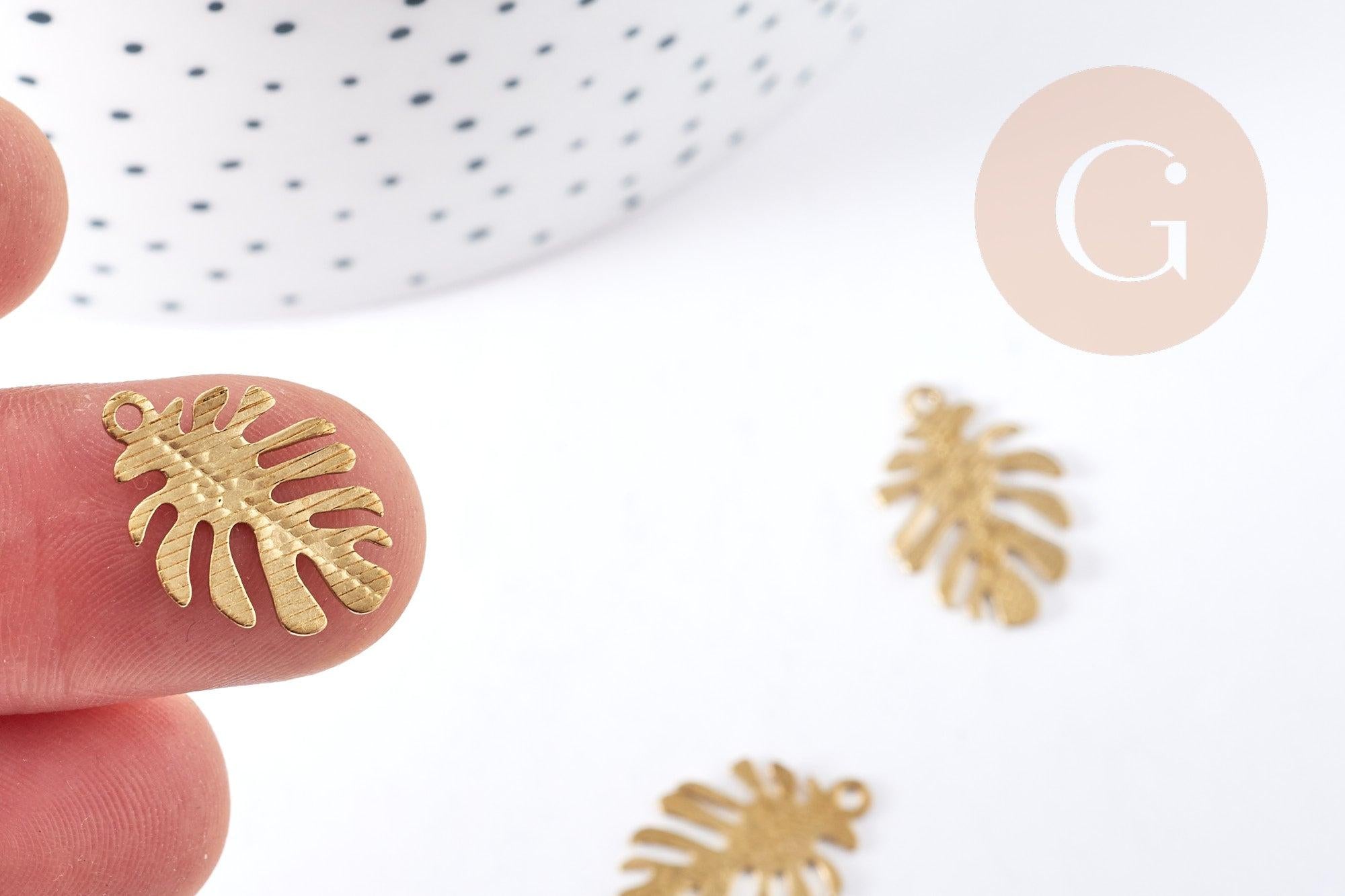 Gingerlily Pendentif feuille monstera G9252 lot 2 brut