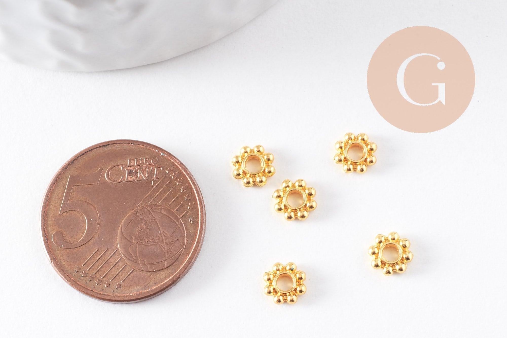 Gingerlily G10093 perles rondelles fleurs doré 5mm x50