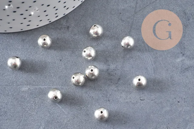Gingerlily Perles ronde argent tibétain vieilli 8mm perle x10