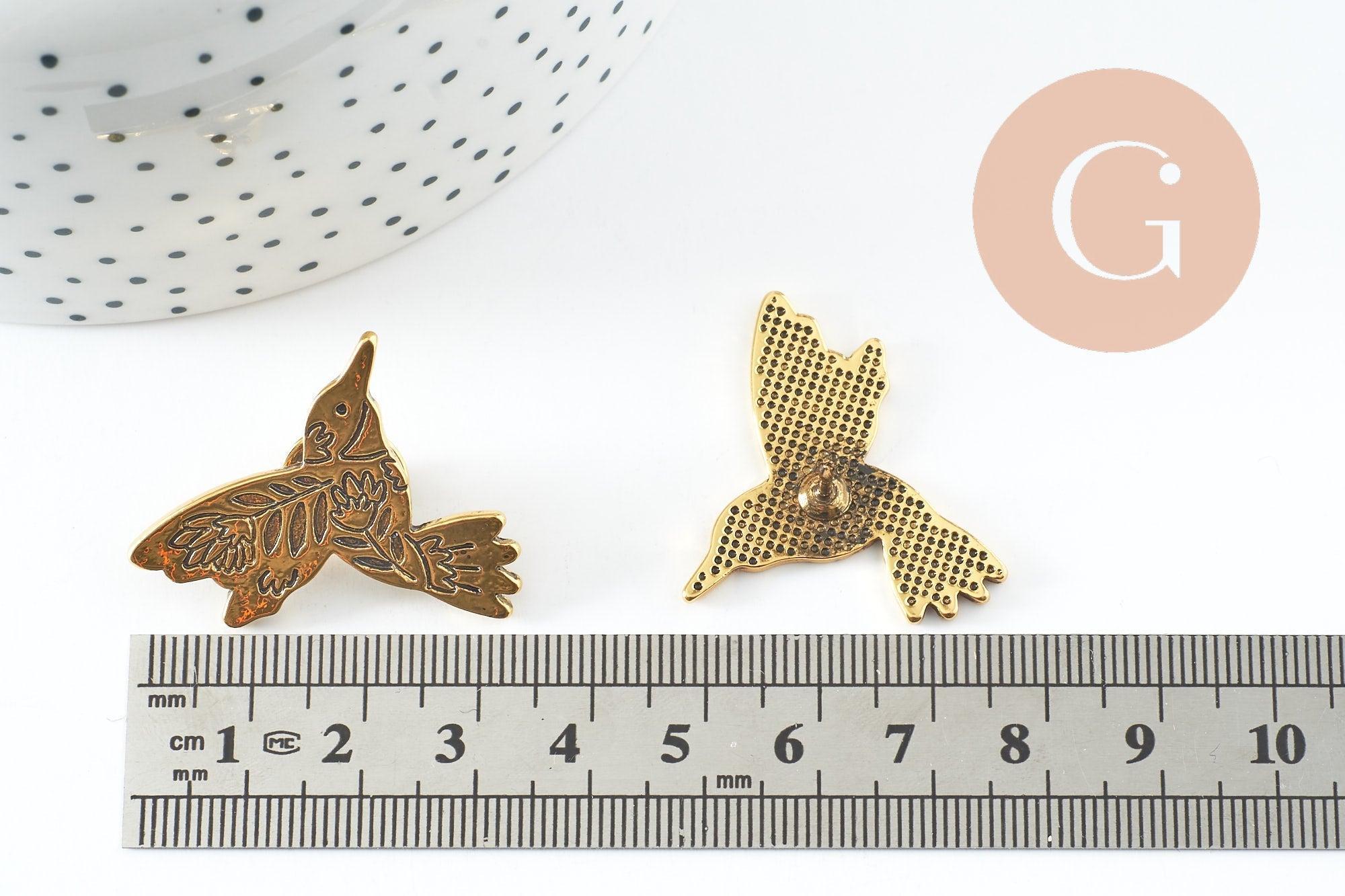 Gingerlily Broches colibri broche acier doré 30mm x1