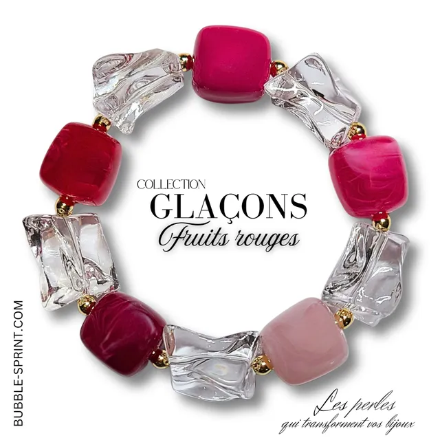ARTSHOP Glaçons bracelet fruits rouges hématite monté