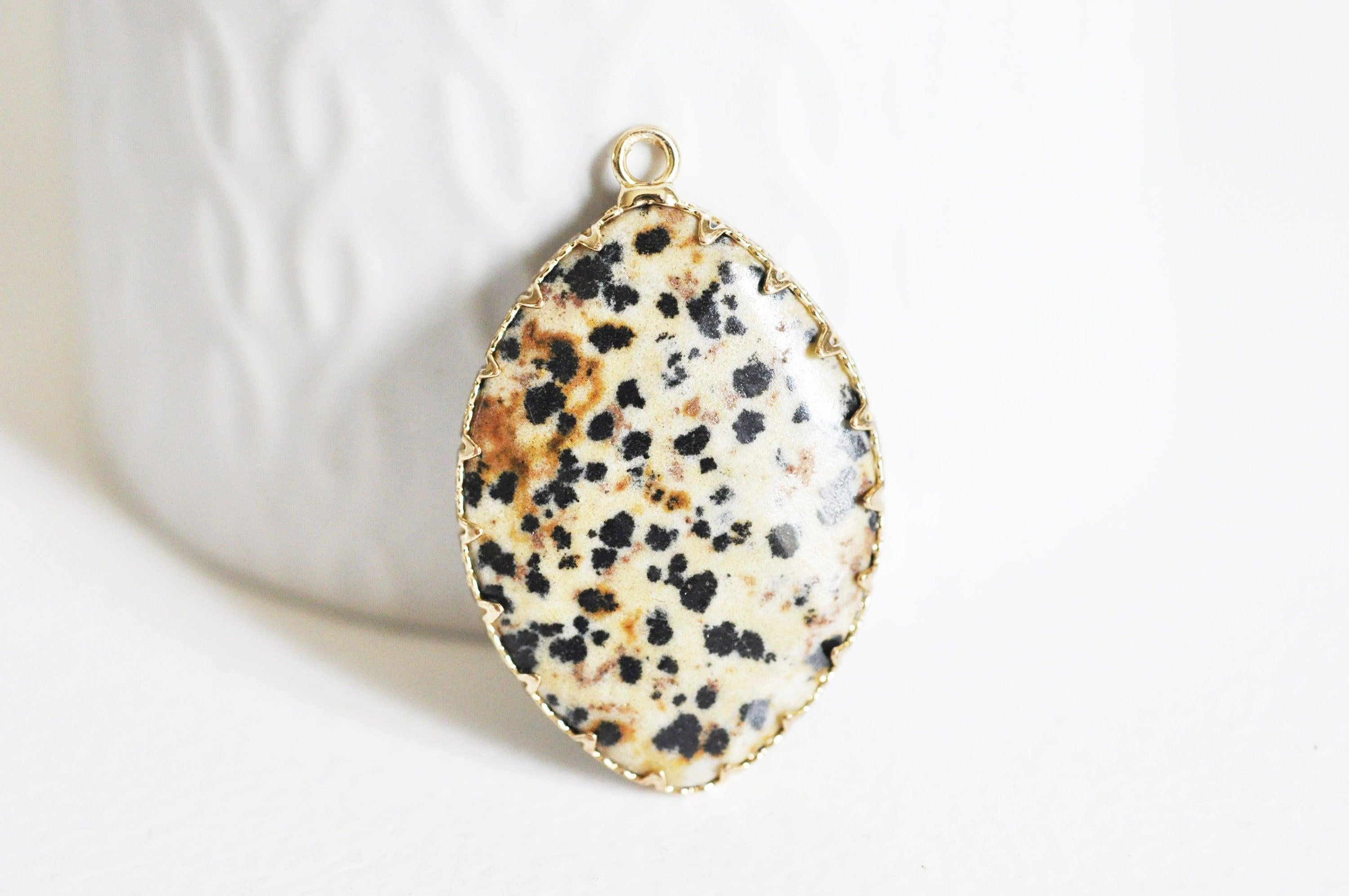 Gingerlily Pendentifs pendentif goutte jaspe dalmatien 40mm G9064