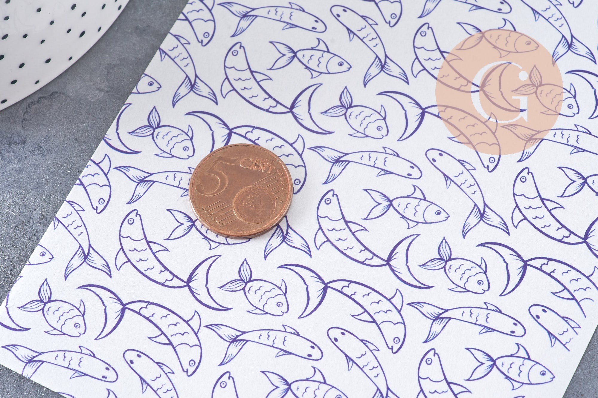 Gingerlily Pâte polymère feuille transfert poissons bleu 14x10 cm