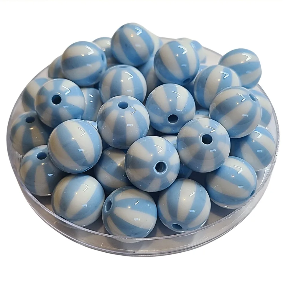 ARTSHOP Boules 16MM 215 Rayées Ciel perles acrylique x15