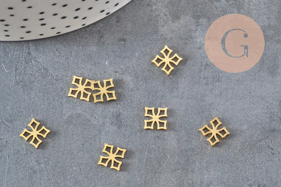 Gingerlily G11361 pendentif croix acier doré 10mm breloque