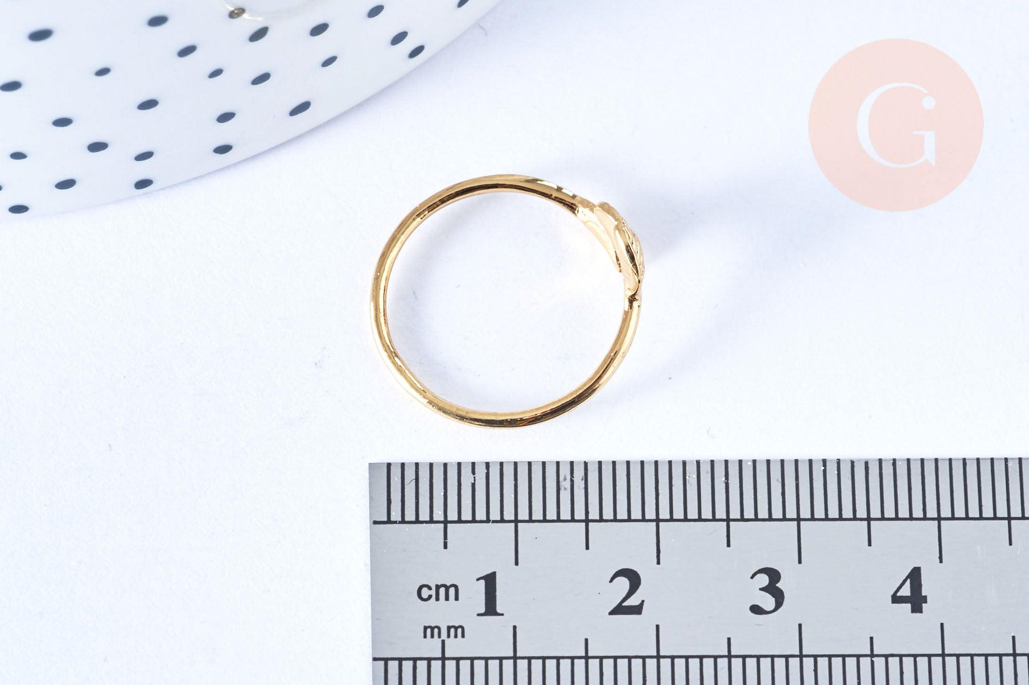 Gingerlily bague réglable feuilles laiton doré 19mm