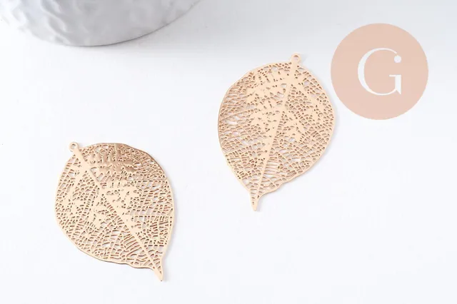 Gingerlily Pendentif estampe G10350 feuille dorée 42.5mm x2