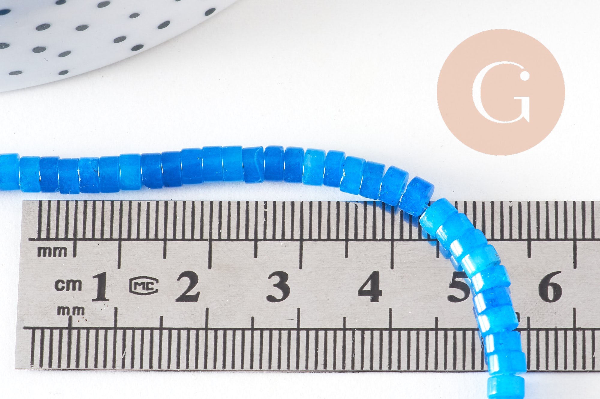 Gingerlily Perles G10755 heishi jade bleu 4x2mm fil 38cm