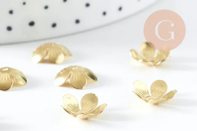 Gingerlily Apprêts calottes fleur laiton brut 11mm x10