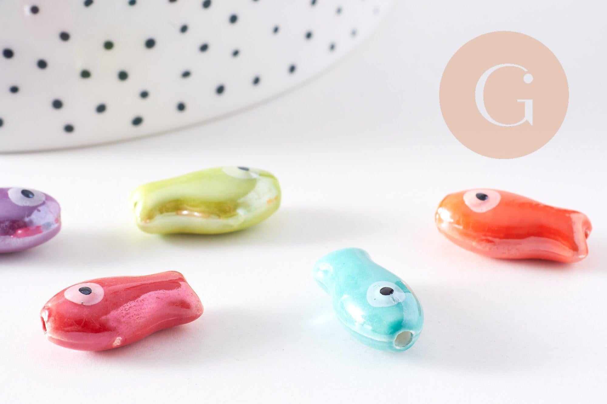 Gingerlily Perles poisson porcelaine 19,5mm multicolore x5